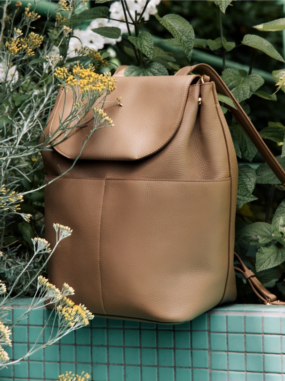 Cuyana Tan Leather Backpack